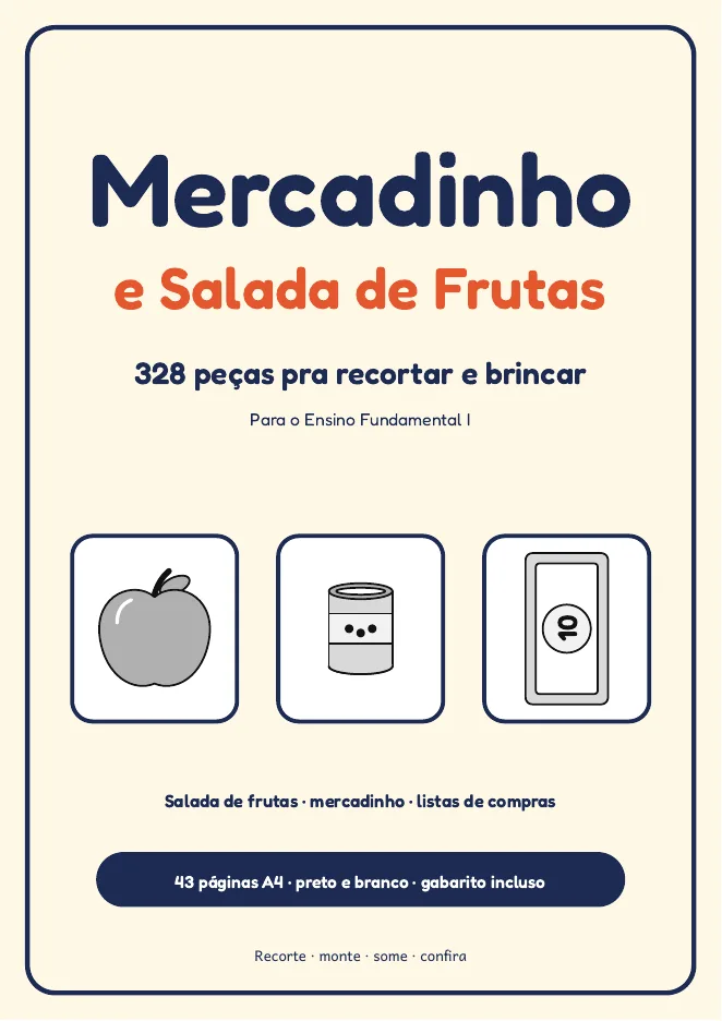 Página real do PDF Mercadinho e Salada de Frutas: capa colorida do kit